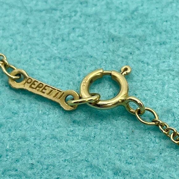 Tiffany & Co. Peretti 18K Gold Diamond 15mm Open Heart Pendant Necklace 18" - Picture 7 of 13